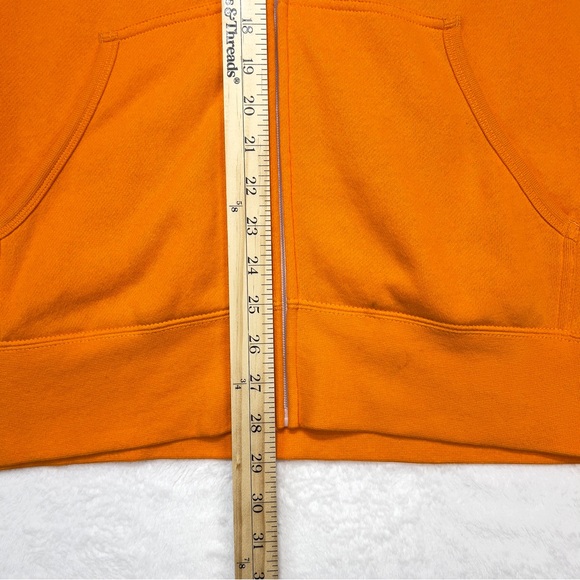 Unisex Lightweight Hoodie Mens L Slim Fit Orange🍊 Full Zip Up White Drawstrings - Picture 9 of 16